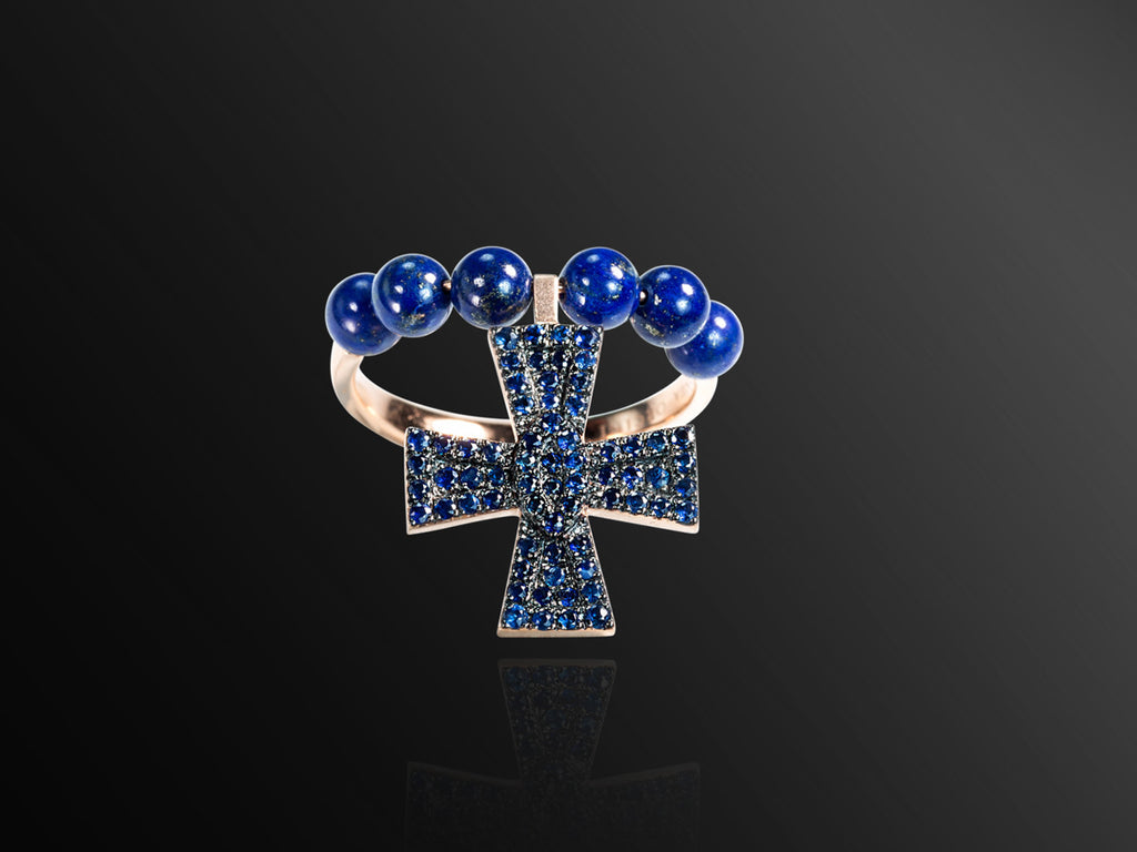 Maltese Cross Sapphire Symbol Ring